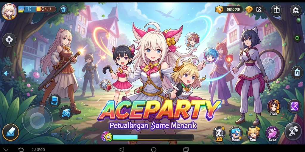 Tampilan gameplay seru dari ACEPARTY dengan karakter Anime.