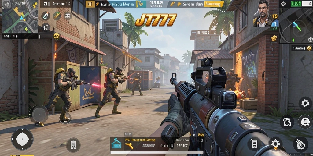Tampilan seru dari gameplay JT777 dengan aksi tembak-menembak yang mendebarkan.