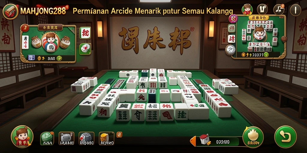 Tampilan gameplay seru dari MAHJONG288 dengan ubin warna-warni.