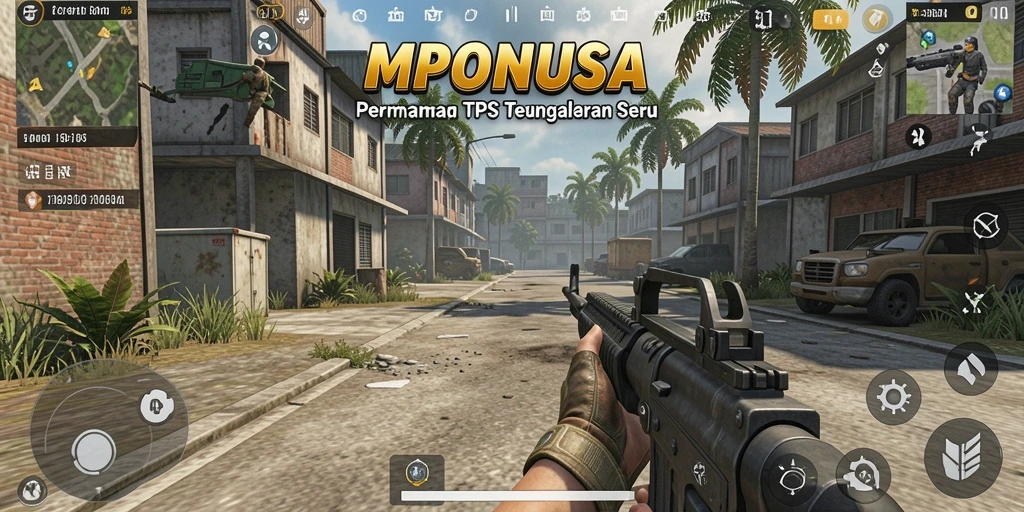 Screenshot utama MPONUSA menunjukkan aksi seru gameplay TPS.