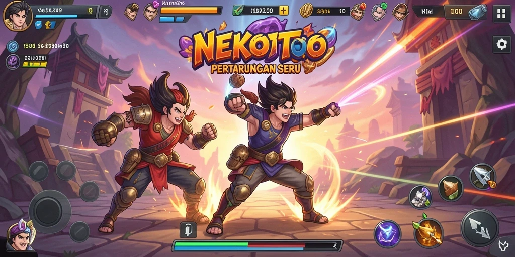 Tampilan aksi seru dalam gameplay NEKOTOTO.