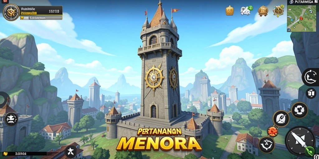Tampilan gameplay <strong>PUTARMEGA</strong> dengan menara yang siap bertahan.