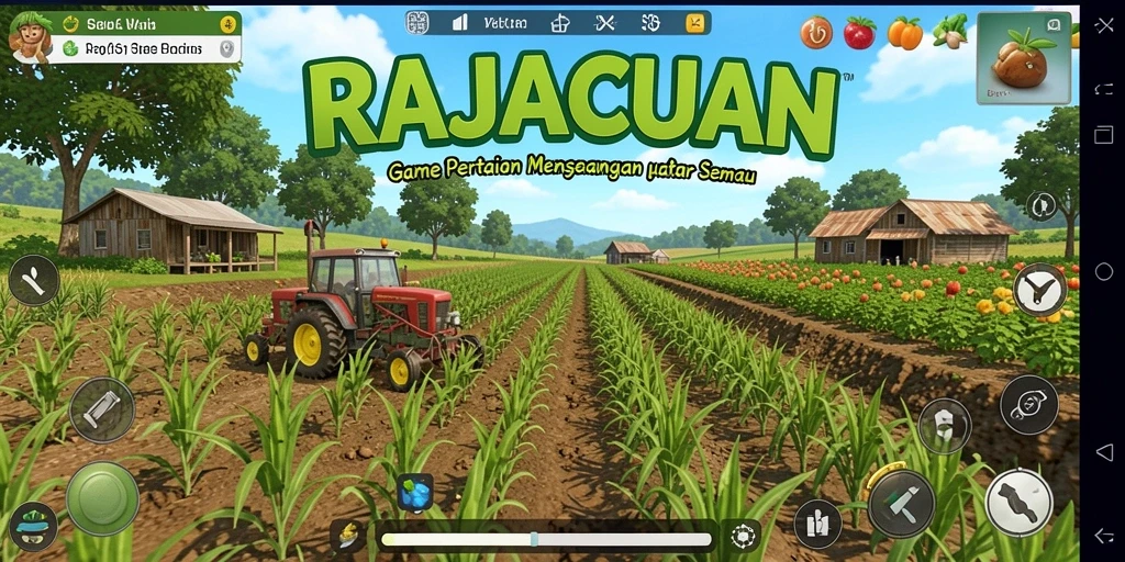 Screenshot menampilkan gameplay RAJACUAN dengan aktivitas berkebun yang menyenangkan.