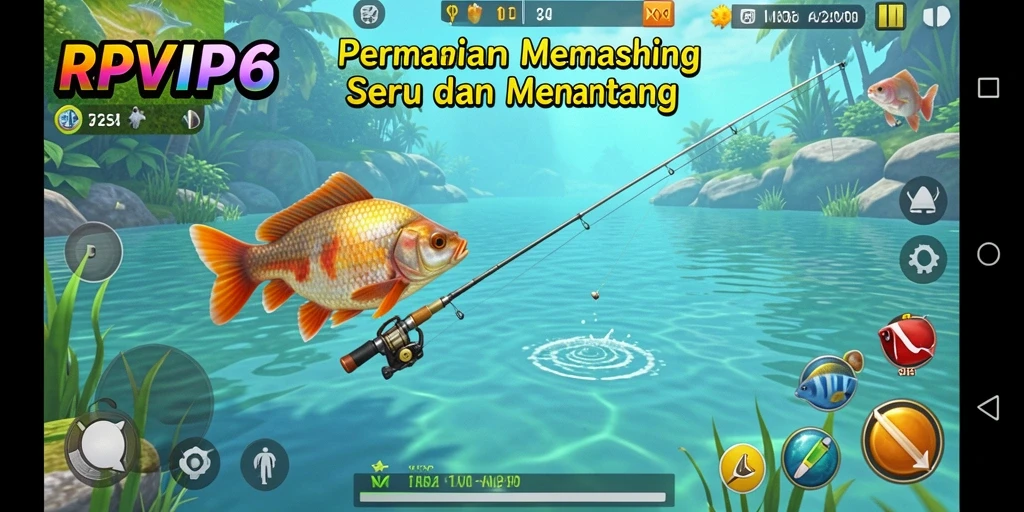 Tampilan layar utama RPVIP6 dengan aksi memancing yang seru.