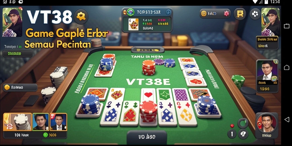 Screenshot utama VT38 menampilkan gameplay Gaple yang seru.